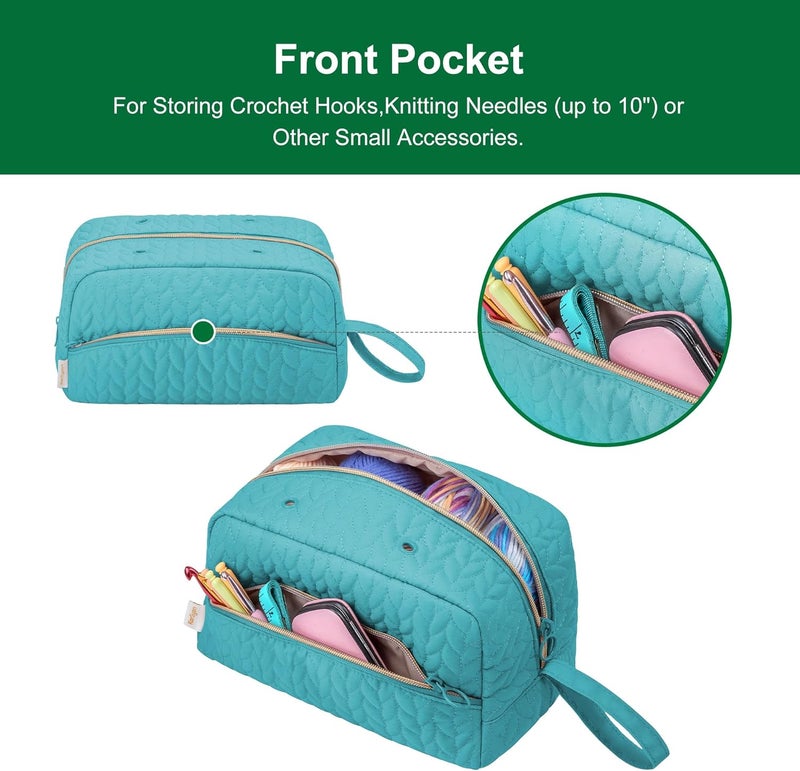 KarSyon Crochet Yarn Bag Knitting Bag Storage for Crocheting Accessories Crochet Hook Case Organizer Gift for Crochet Lovers (Teal), K3201 - Image 3